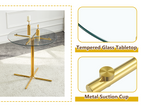 Round glass bar high table, 36 inch round bar table, tempered glass tabletop, sturdy gold chrome plated four column support, suitable for transparent round bar tables in small spaces, kitchens - Grand Goldman Shop