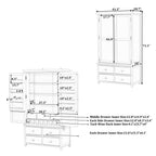 [Assembly&Show Video Available] TOPMAX Freestanding Large Kitchen Pantry Wooden Kitchen Storage Cabinet Cupboard with 8 Door Shelves,3 Adjustable Shelves,7 Drawers& 8 Wine Racks, Gray - Grand Goldman Shop
