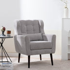 Modern Accent Chair Chenille Arm Chairs for Living Room Upholstered Comfy Soft Padded Lounge Chair with Pillow Solid Wood Leg Gray - Grand Goldman Shop