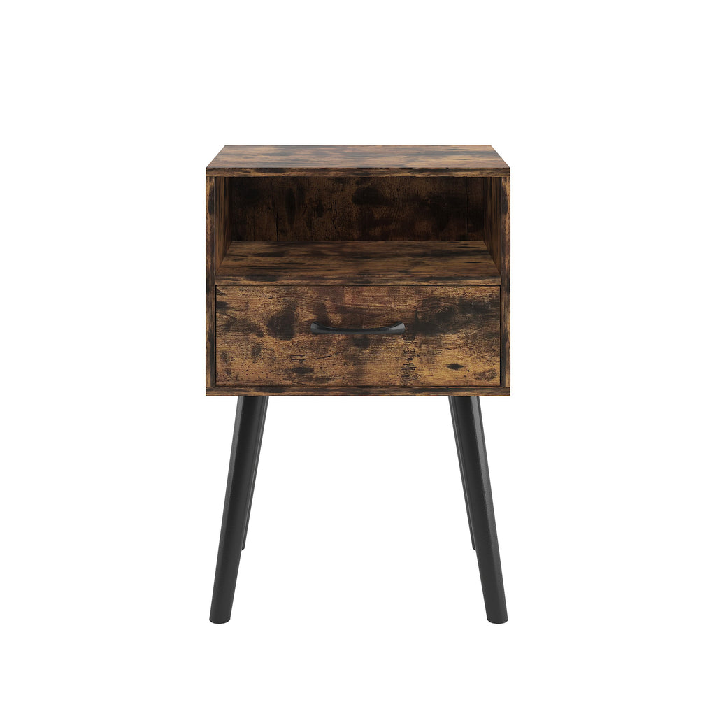 Two Sets of Nightstand,Modern Bedside Table with Storage Drawer and Open Wood Shelf, for Living Room, Bedroom and Small Spaces, Accent Night Stand, Easy Assembly - Grand Goldman Shop