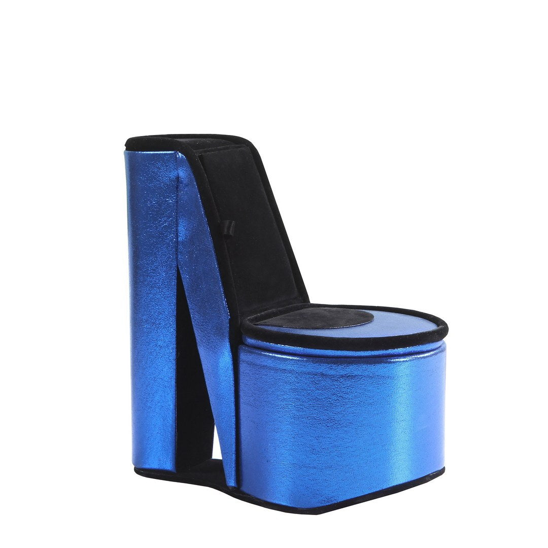 9' Tall Display Jewelry Box with Hidden Storage, High Heel Shoe Design, Blue Velvet - Grand Goldman Shop