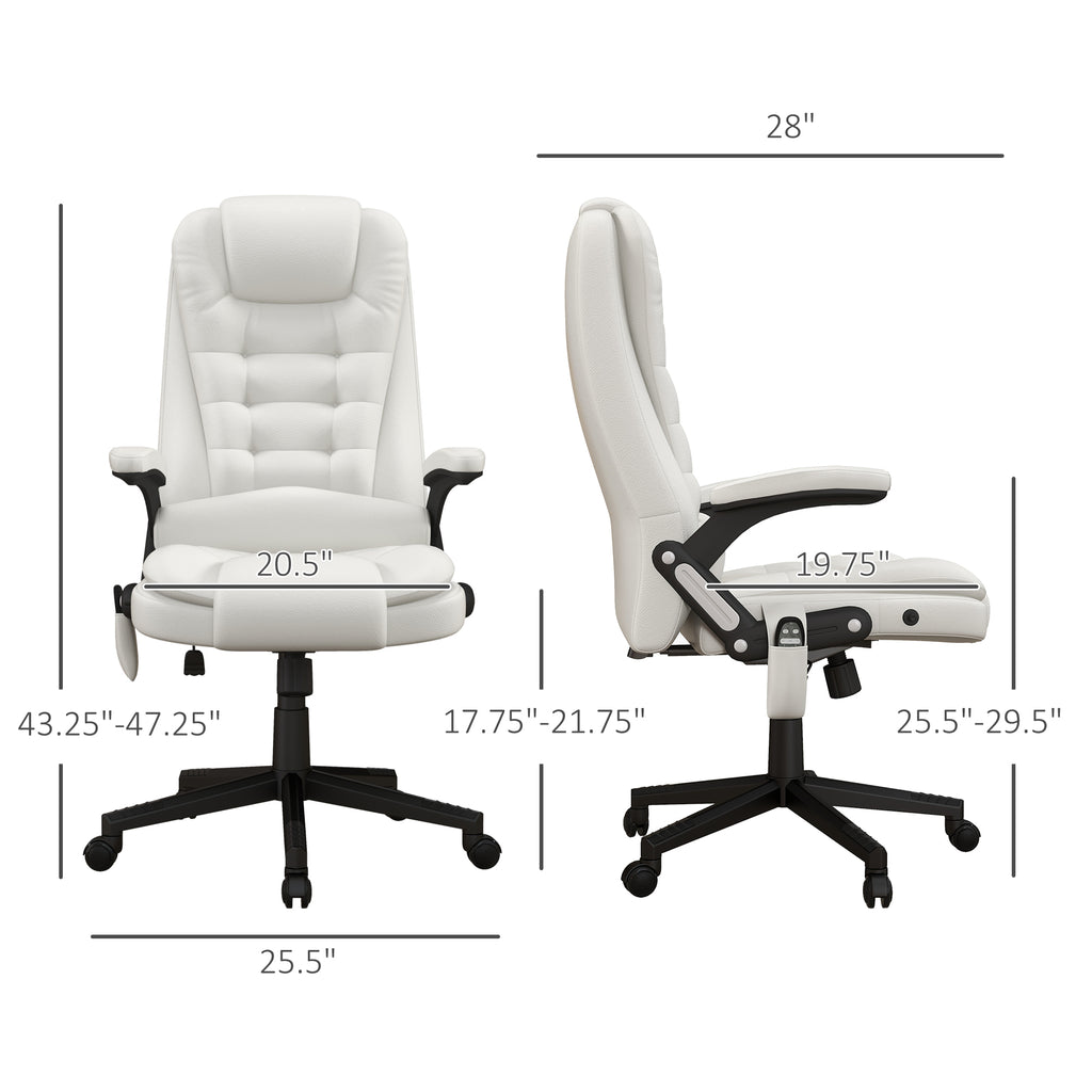 HOMCOM High Back Vibration Massage Office Chair with 6 Vibration Points, Heated Reclining PU Leather Computer Chair with Armr