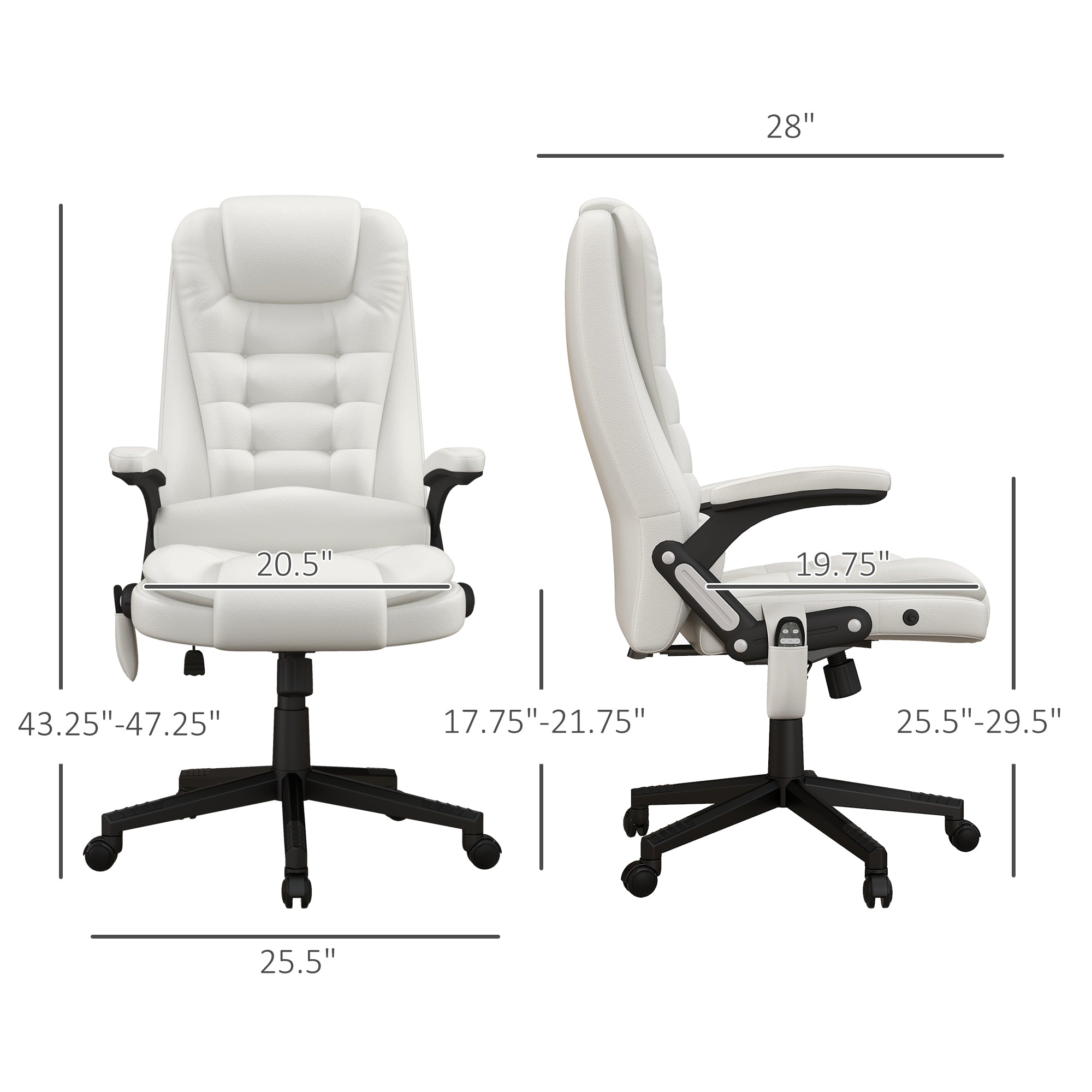 HOMCOM High Back Vibration Massage Office Chair with 6 Vibration Points, Heated Reclining PU Leather Computer Chair with Armr