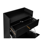 Allen Rattan 2-Door 1-Drawer Cabinet Shoe Rack for Entrance, Black Particle Board, Double Layer - Grand Goldman Shop