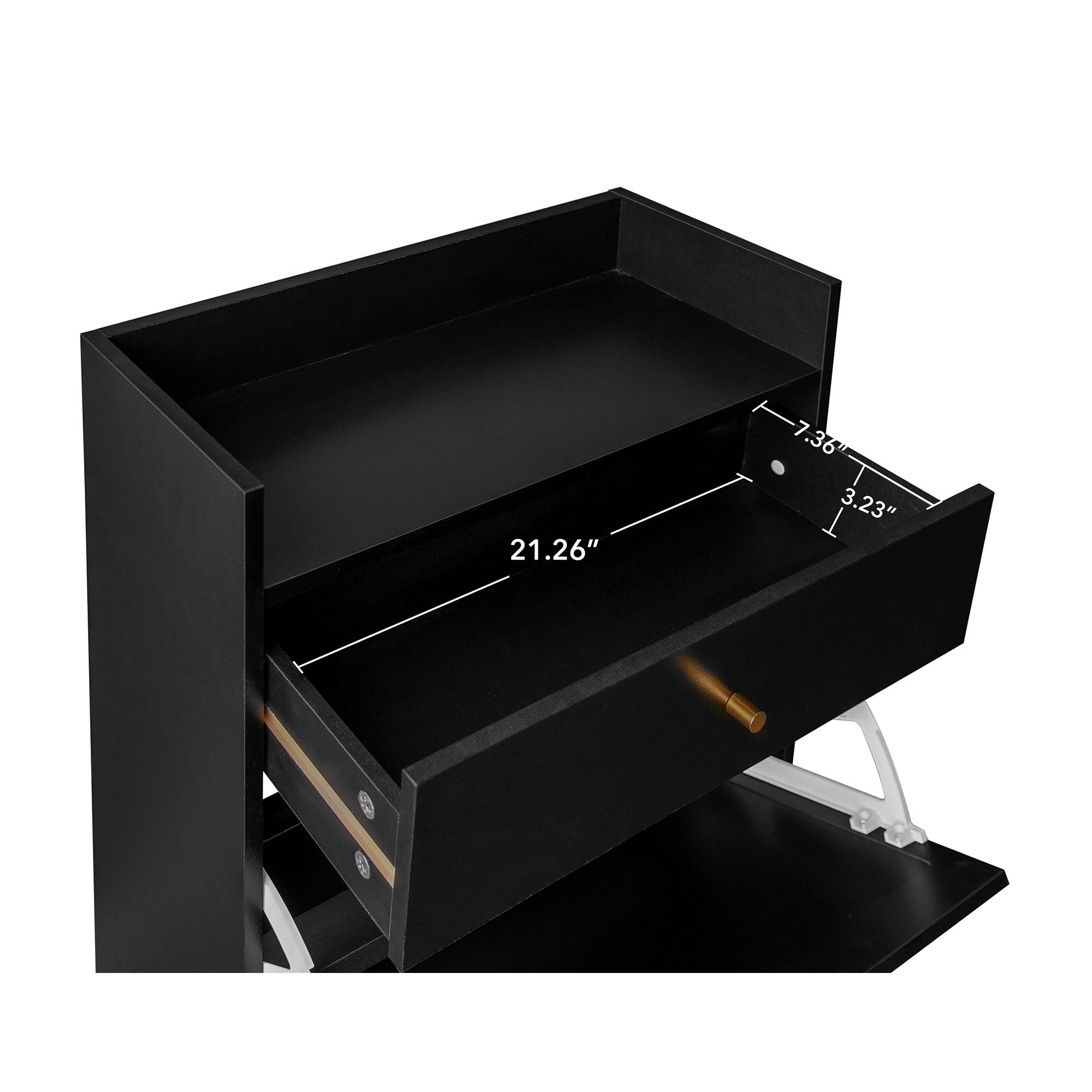 Allen Rattan 2-Door 1-Drawer Cabinet Shoe Rack for Entrance, Black Particle Board, Double Layer - Grand Goldman Shop