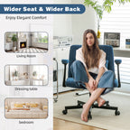Modern Linen Blue Criss Cross Armrest Office Chair with Foldable Design, Soft Velvet Fabric, 36.6-Inch Height | Premium Home 