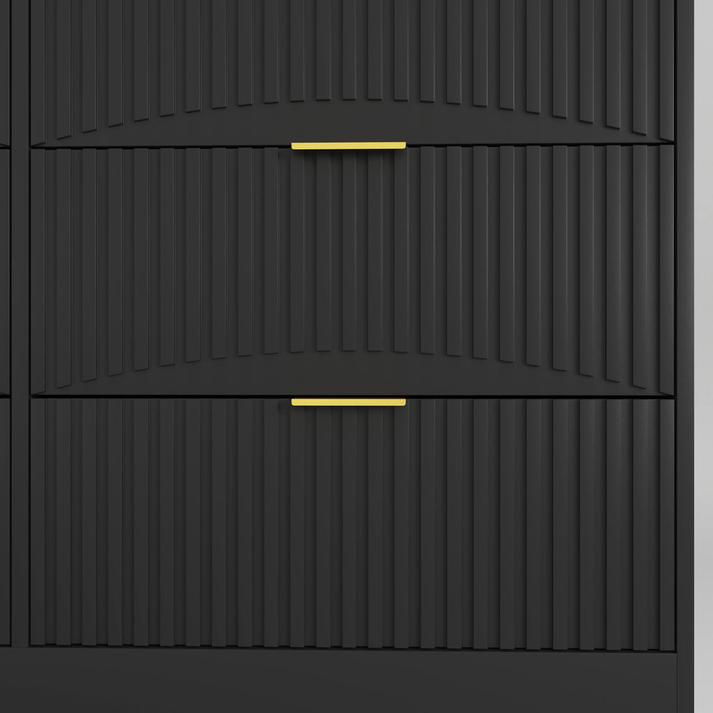 Modern 8 Drawers Dresser Chests for Bedroom,47.2' Wide Wood Chest of Drawers with Gold Metal Handle,Drawer Organizer for Bedroom,Living Room,Hallway and Entryway,Black - Grand Goldman Shop