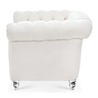 Modern Teddy Velvet 1 Seater Sofa for Living Room, White, Acrylic Legs, 38.98'W x 32.09'D x 28.35'H - Grand Goldman Shop