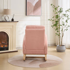 27.2'W Rocking Chair for Nursery, Sherpa Glider Chair with High Back and Side Pocket, Rocking Accent Armchair with Rubber Wood Legs for Living Room/Bedroom.Pink - Grand Goldman Shop