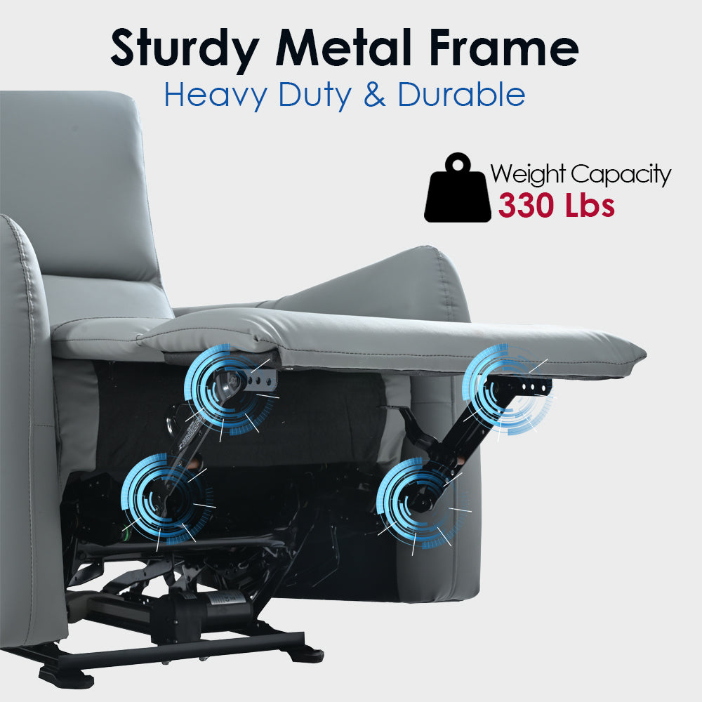 Wall Hugger Recliner,Power Recliner Chair,Electric Recliner for Living Room,PU Leather Reclining Armchair for small space,Reclining Sofa for Bedroom/Apartment/RV,with USB Port(Type-C) (Blue-Gray) - Grand Goldman Shop