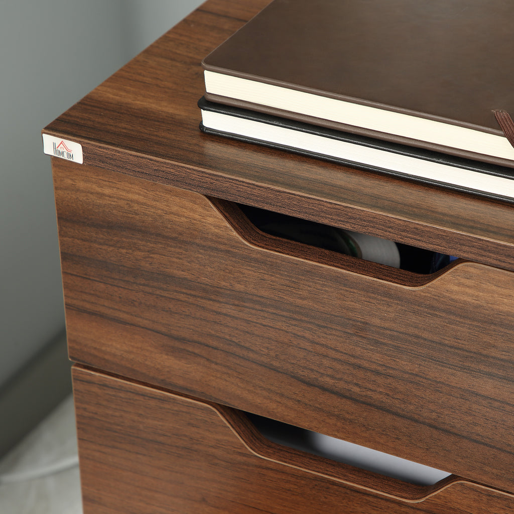 HOMCOM 3 Drawer Office Storage Cabinet, Under Desk Cabinet with Wheels, Brown Wood Grain | Premium Home Decor - Grand Goldman