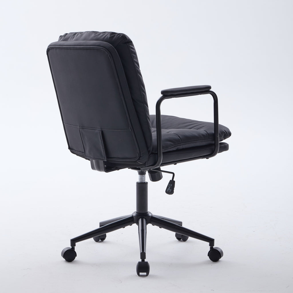 Office Chair,Mid Back Home Office Desk Task Chair with Wheels and Arms Ergonomic PU Leather Computer Rolling Swivel Chair wit