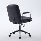 Office Chair,Mid Back Home Office Desk Task Chair with Wheels and Arms Ergonomic PU Leather Computer Rolling Swivel Chair wit