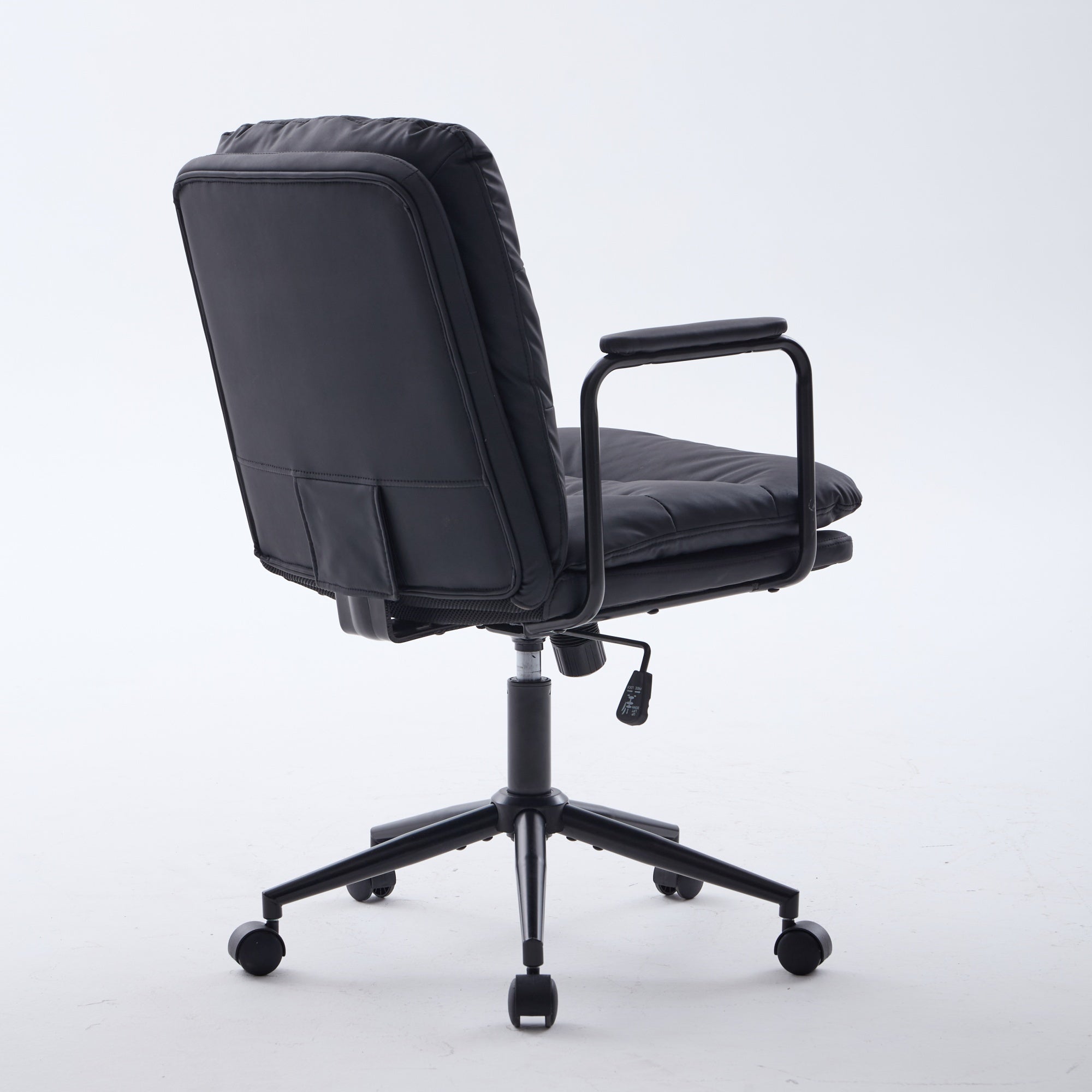Office Chair,Mid Back Home Office Desk Task Chair with Wheels and Arms Ergonomic PU Leather Computer Rolling Swivel Chair wit