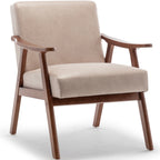 Mid-Century Modern Wingback Accent Chair with Solid Wood Frame and Extra-Thick Backrest – Lounge Chair for Living Room, Bedroom, or Reading Room - Grand Goldman Shop