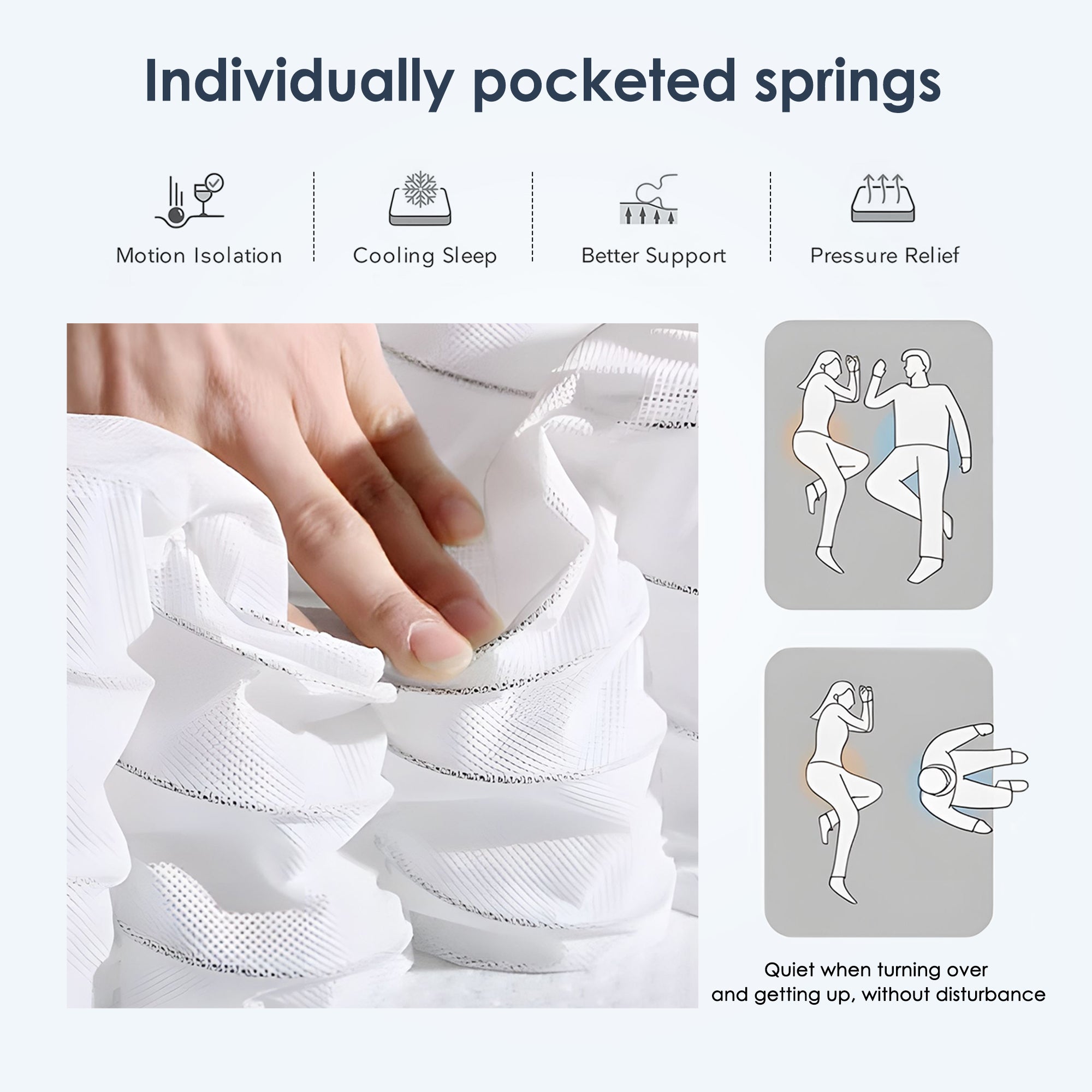 Queen Size Mattress,12 Inch Hybrid Mattress, Individually Pocketed Innerspring, Medium Firm - Grand Goldman Shop