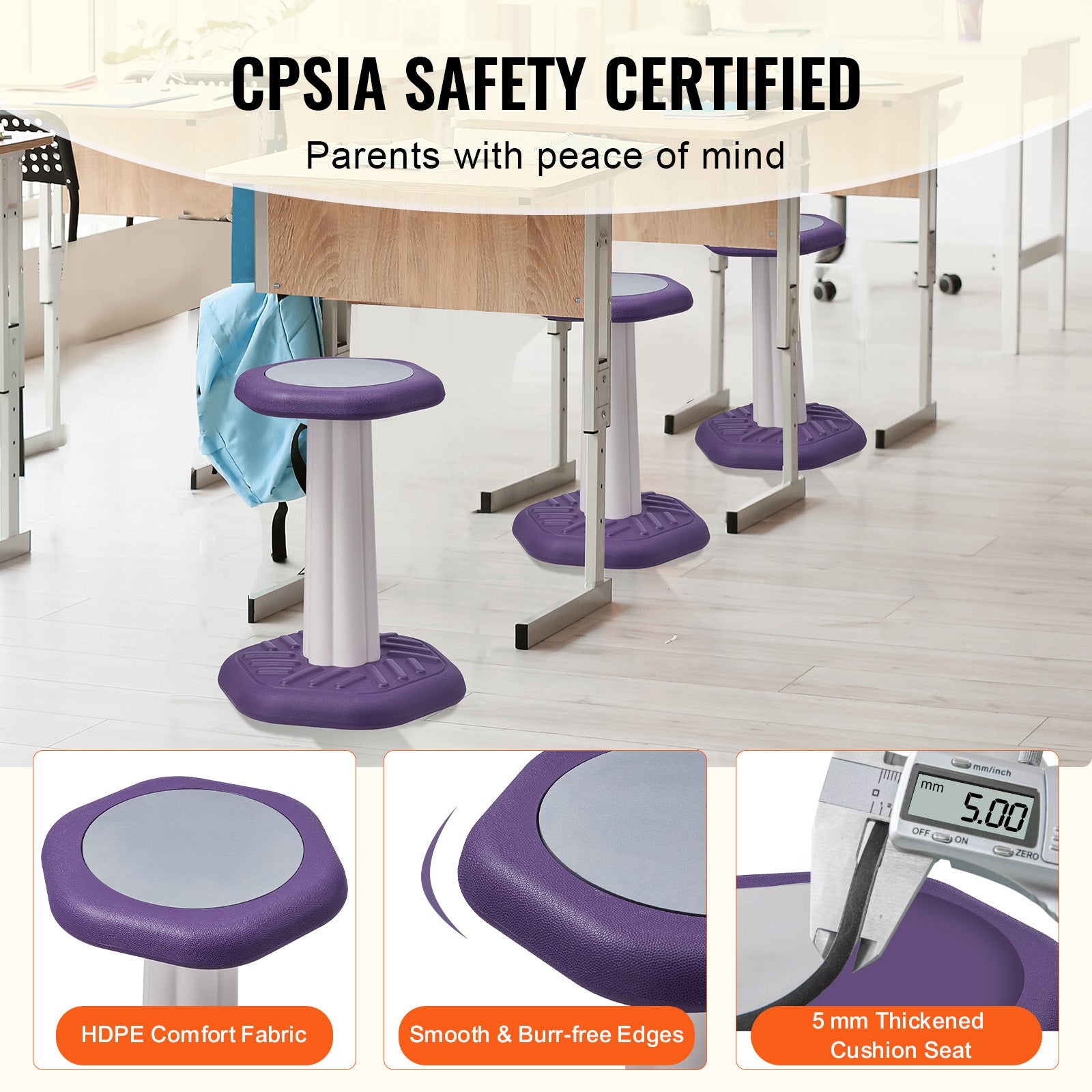 Kids Wobble Chair, Active Chair with Sponge Cushion, Wobble Stool Improves Focus, Posture and Calm Children, Ideal for School