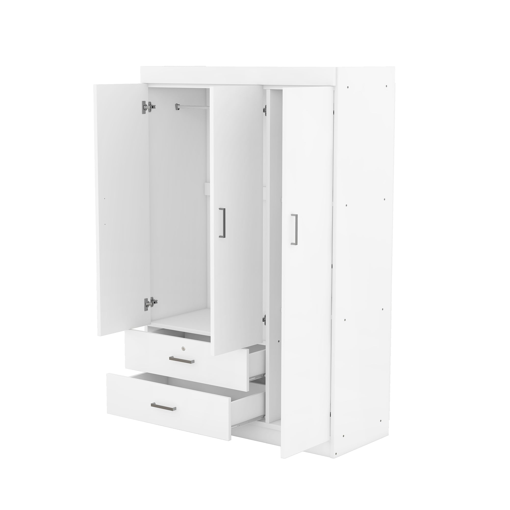 3-Door Wardrobe with 2 Drawers, White(OLD SKU:LP006001AAK) - Grand Goldman Shop