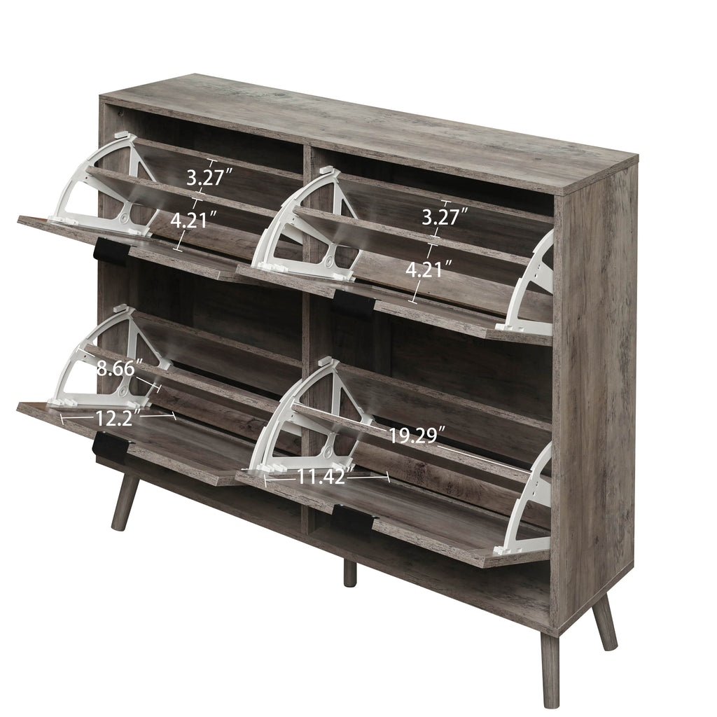 4 Door Shoe Rack, Freestanding Modern Shoe Storage Cabinet, for Entryway - Grand Goldman Shop