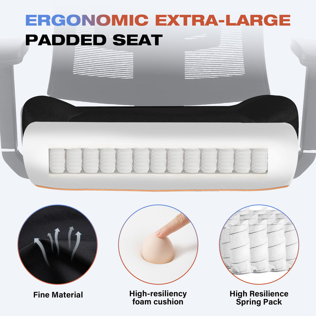Big and Tall Office Chair 600lbs with Lumbar Support for Eight Hour Daily Work Ergonomic Mesh Desk Chair Widen 3D Cushion for