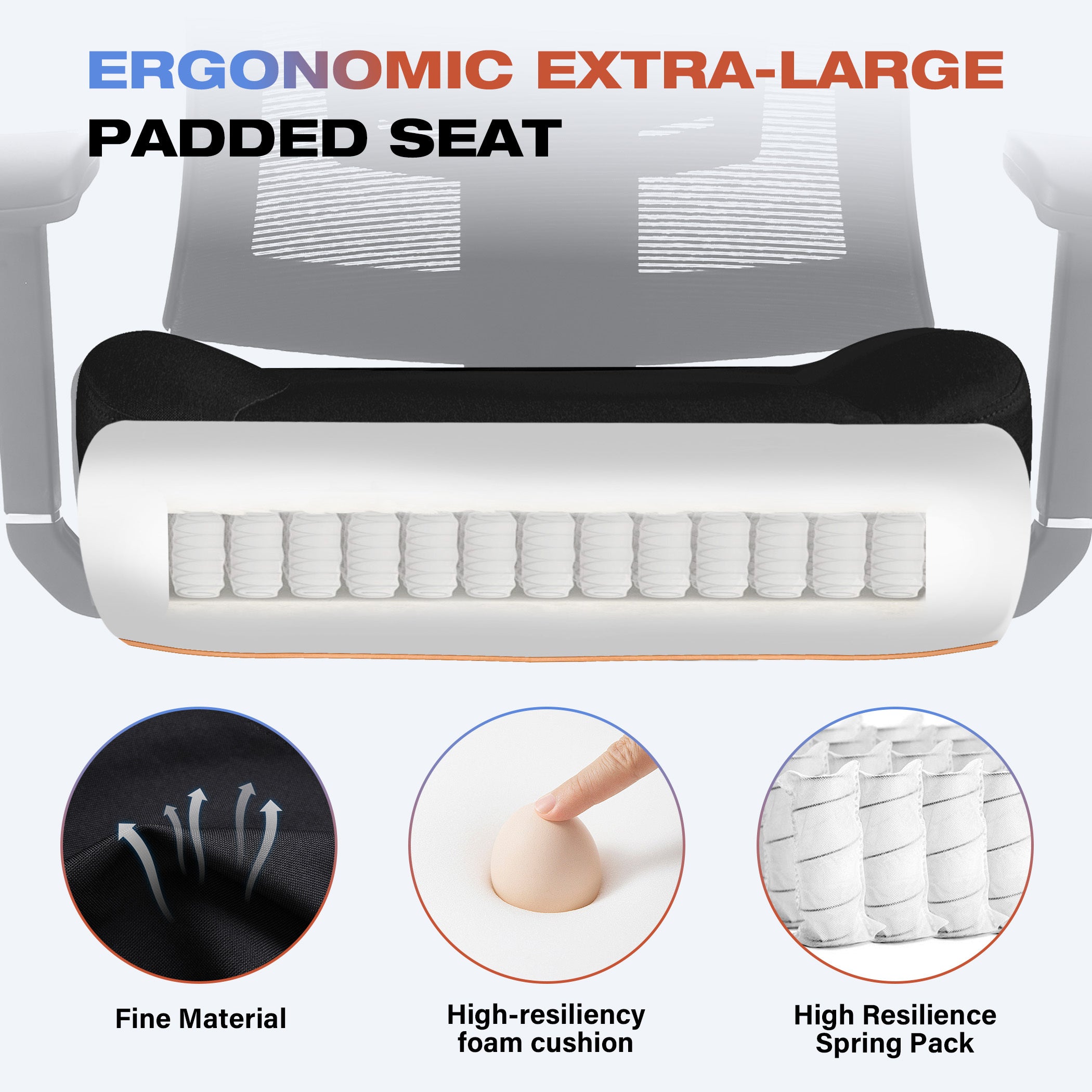 Big and Tall Office Chair 600lbs with Lumbar Support for Eight Hour Daily Work Ergonomic Mesh Desk Chair Widen 3D Cushion for