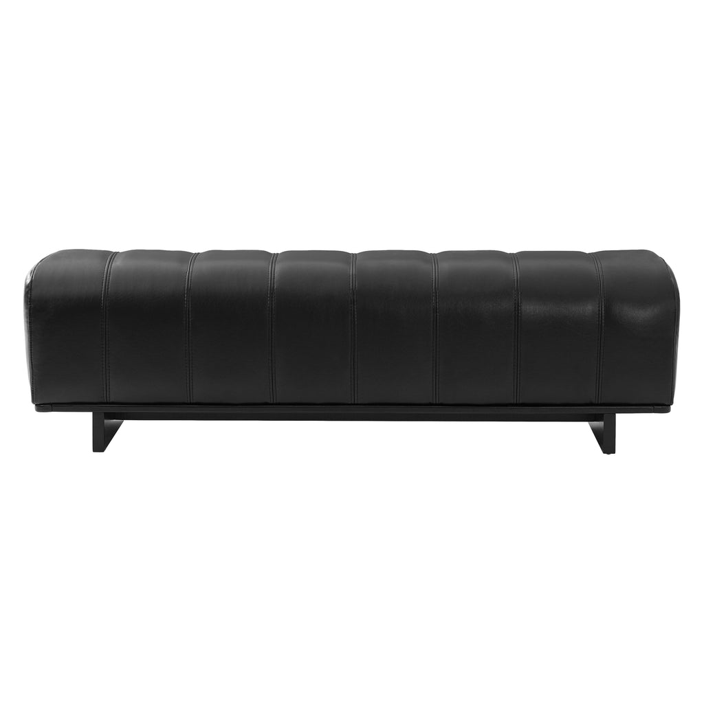 Indoor Dining Bench with Black PU Fabric Upholstery and Rubber Wood Legs, Comfortable Seating for Dining Room or Living Area - Grand Goldman Shop