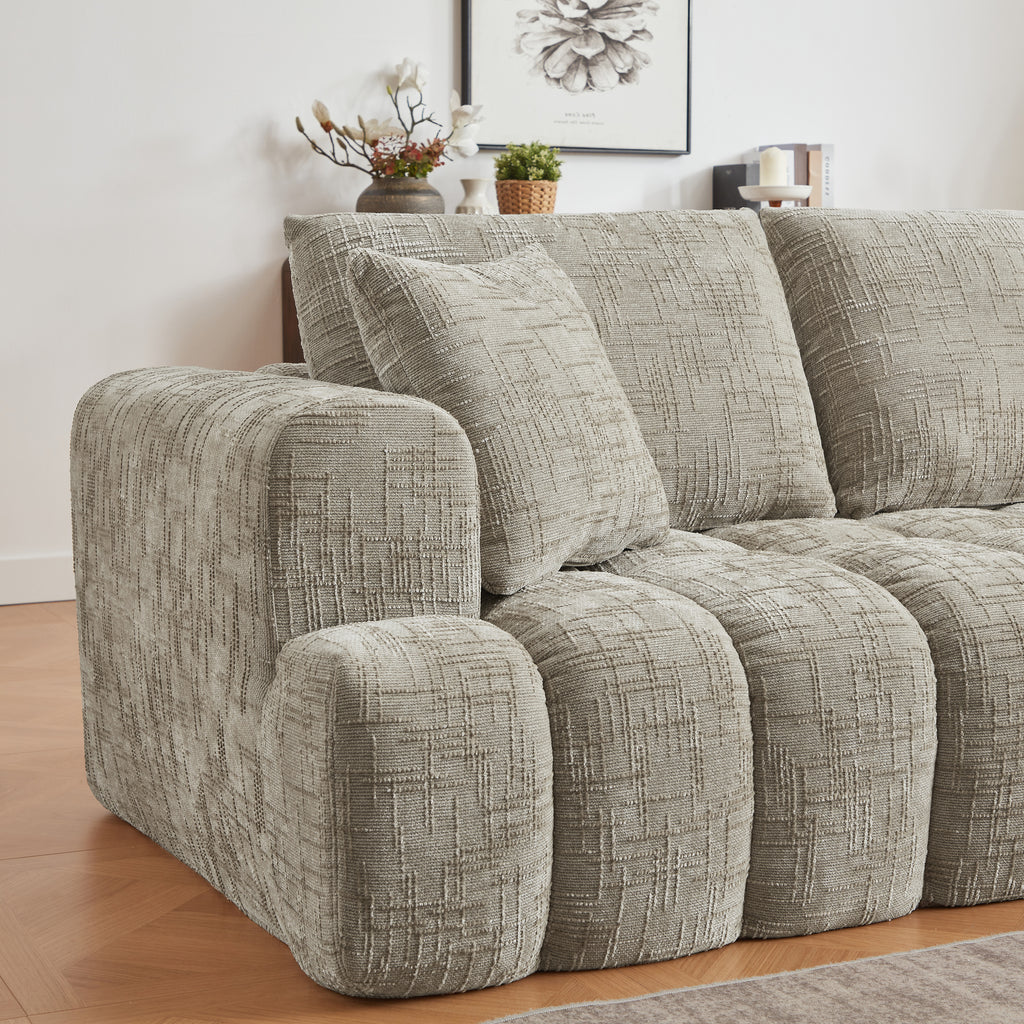 Chenille L-Shape Luxury Sectional Oversized Sofa,Mnimalist Design,Comfy Sleeper Couch for Living Room,Apartment&Reception Spaces,No Assembly Required - Grand Goldman Shop