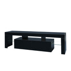 Modern Black TV Stand, 20 Colors LED TV Stand w/Remote Control Lights - Grand Goldman Shop