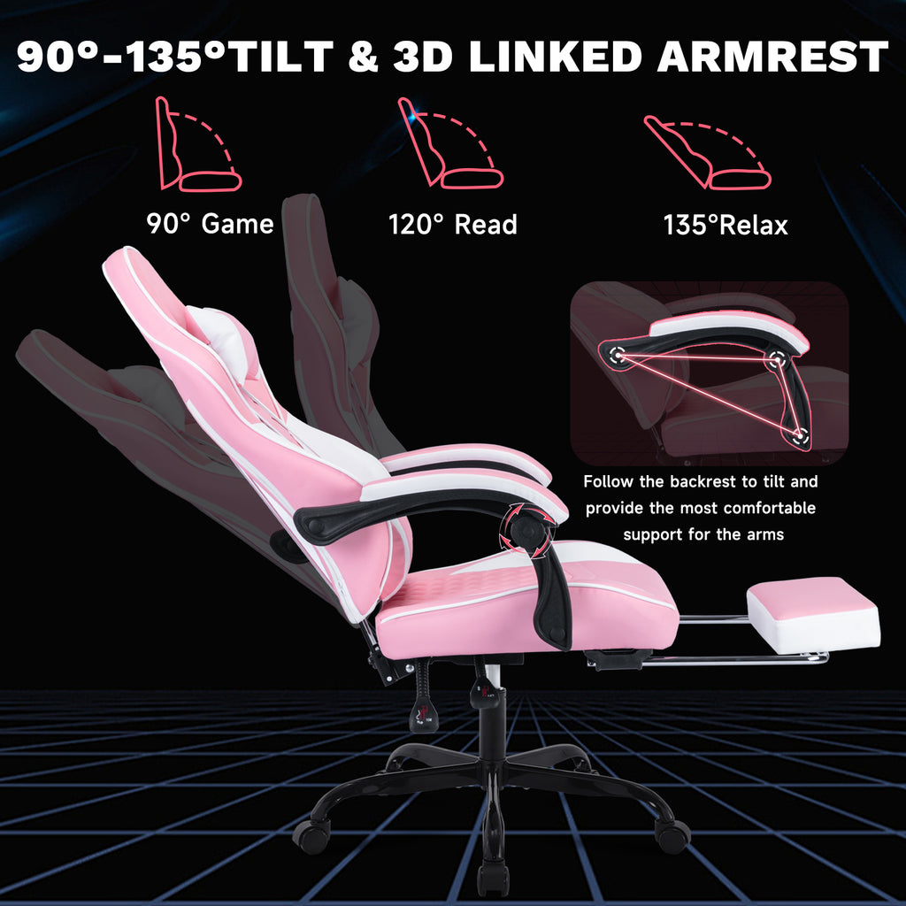 Ergonomic Video Gamer Chairs,Computer Gaming Chairs with Massage Lumbar Support and footrest,Racing Style Computer Chair Adju