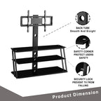Multi-Function Adjustable TV Stand Black Tempered Glass - Grand Goldman Shop