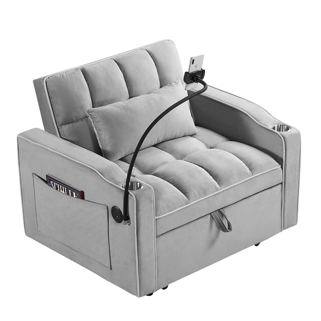 Convertible Sleeper Chair Sofa Bed Adjustable Pull Out Sleeper Chair Bed Multi-Pockets Folding Sofa Bed for Living Room Bedroom Small Space,3-in-1 Sofa Bed - Grand Goldman Shop