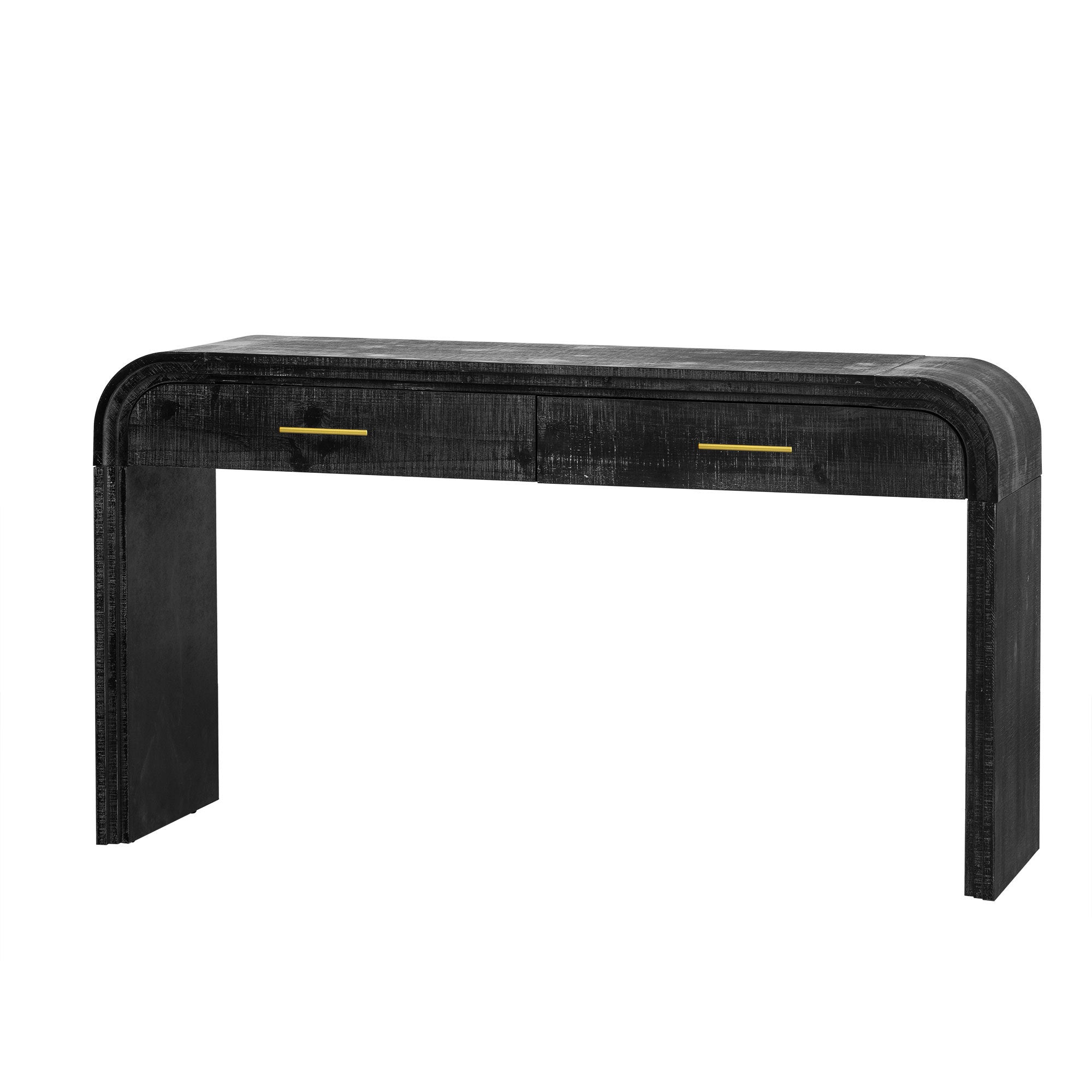 TREXM Unique Retro Silhouette Console Table with Open Style, Two Top Drawers for Entrance, Dinning Room, Living Room (Antique Black) - Grand Goldman Shop