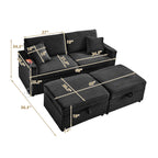 Comfortable Fluffy Corduroy Lazy Sofa, Storage Space for Big Loveseat, Super Soft Chaise Lounge with Double Ottomans and Table Board,Suitable for Chailiving - Grand Goldman Shop