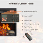 23 inch electric fireplace insert, ultra thin heater with log set & realistic flame, remote control with timer, overheating protection - Grand Goldman Shop
