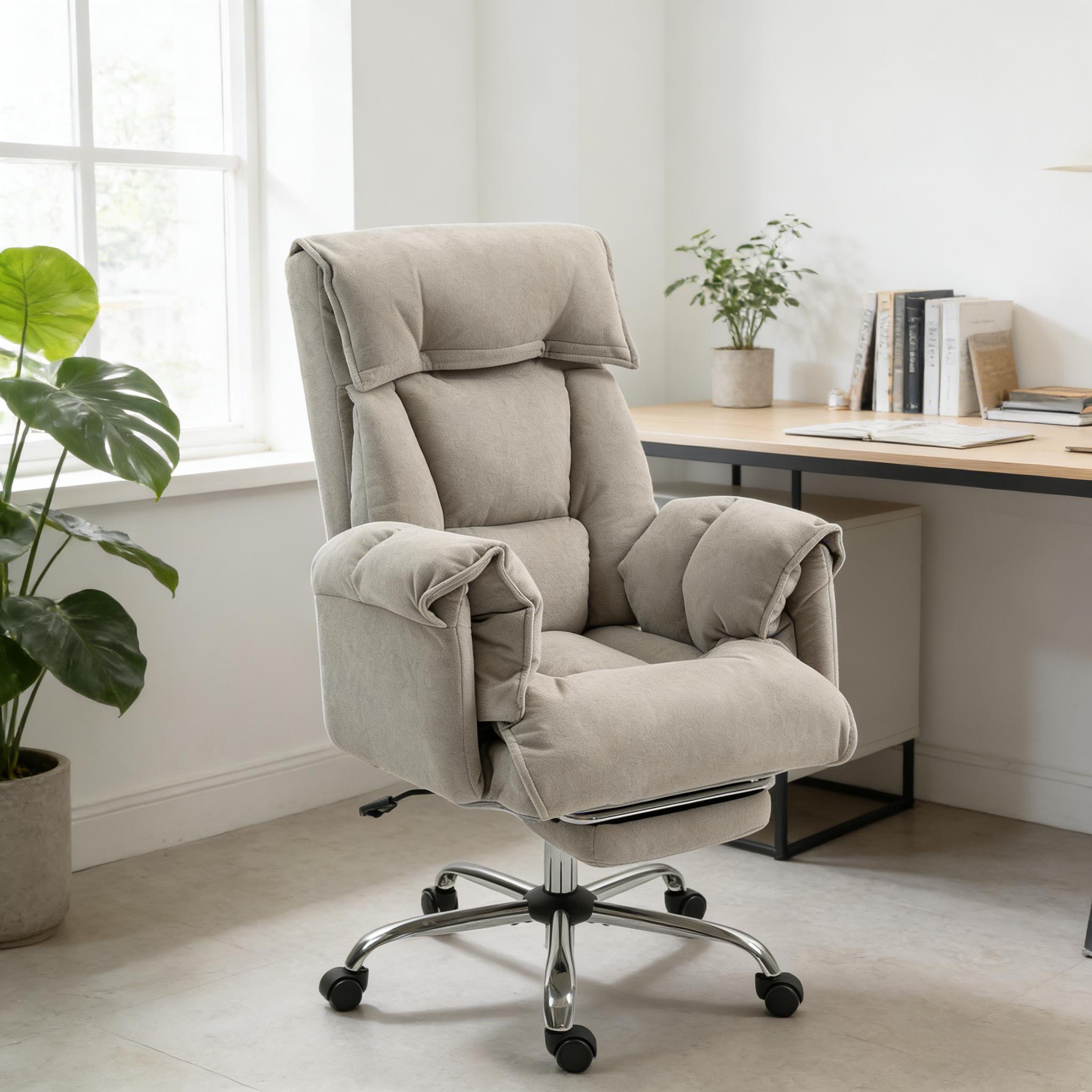 Reclining Desk Chair with Rolling Wheels,High Back Office Chair | Premium Home Decor - Grand Goldman