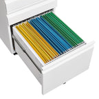Modern 3-Drawer Mobile Filing Cabinet with Lock, White Metal Office Storage, Legal/Letter Size | Premium Home Decor - Grand G