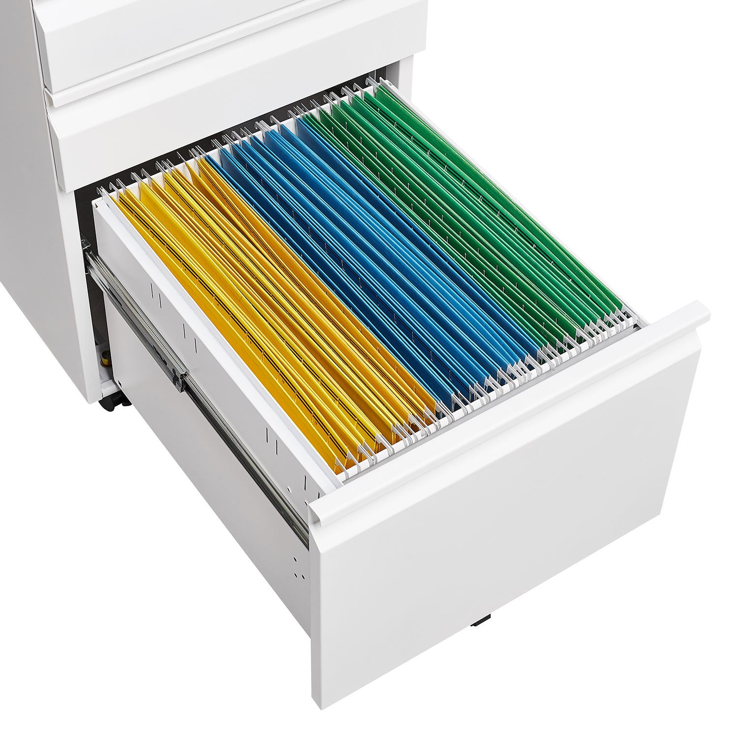 Modern 3-Drawer Mobile Filing Cabinet with Lock, White Metal Office Storage, Legal/Letter Size | Premium Home Decor - Grand G