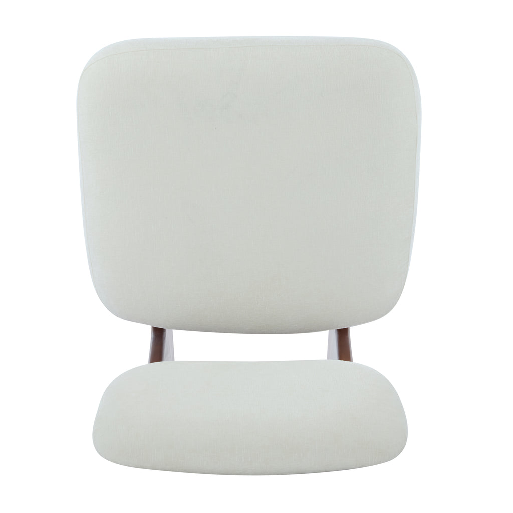 [Set of 2] Modern Beige Lounge Chair with Polyester Upholstery, Sturdy Wood Base With Walnut Finish, Minimalist and Stylish Accent Seating for Living Room, Bedroom, or Office - Grand Goldman Shop