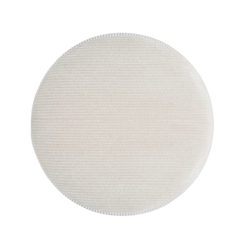 Upholstered Round Ottoman,Beige,Corduroy - Grand Goldman Shop