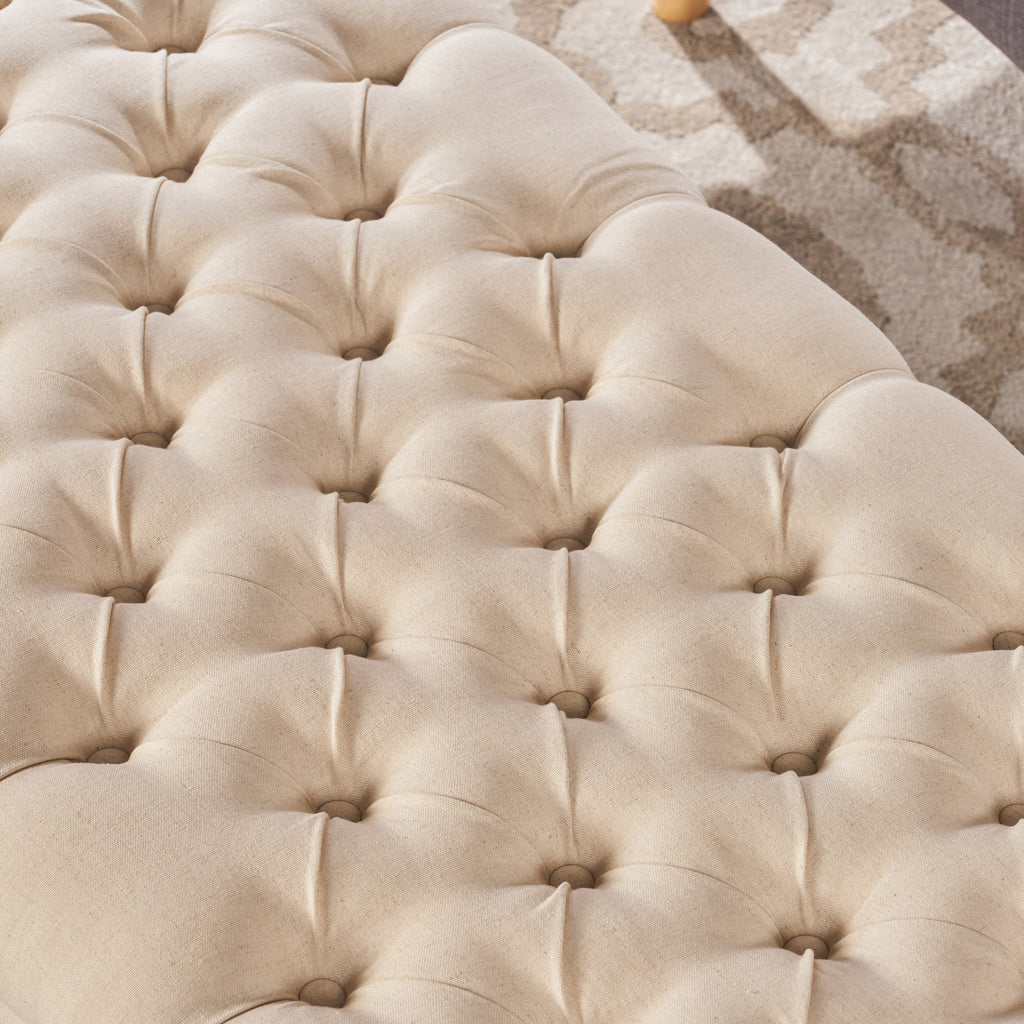 Juliana Contemporary Storage Ottoman with Button-Tufted Diamond Stitching in Beige Fabric - Grand Goldman Shop