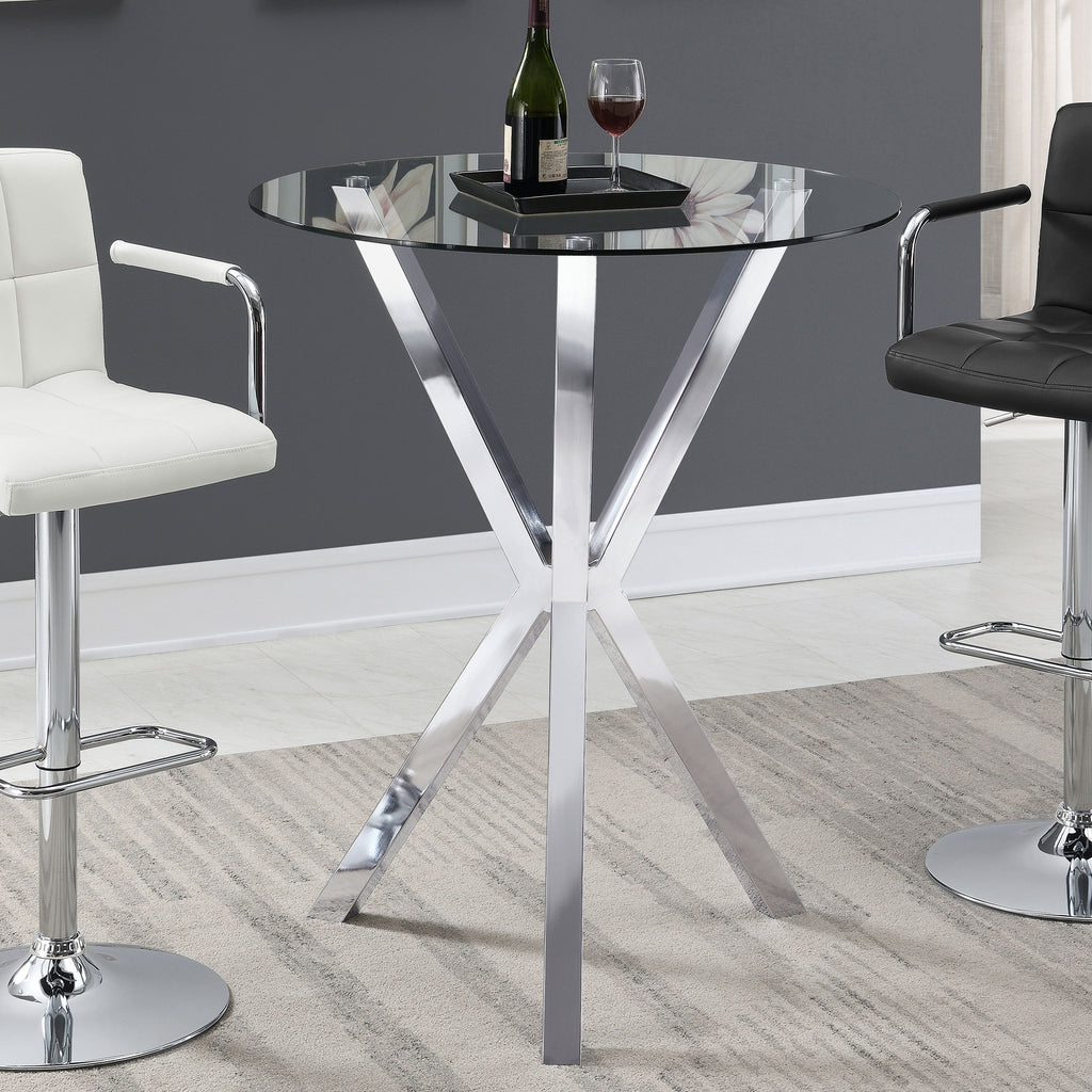 Fraser Chrome 35-inch Glass Top Bar Table - Grand Goldman Shop