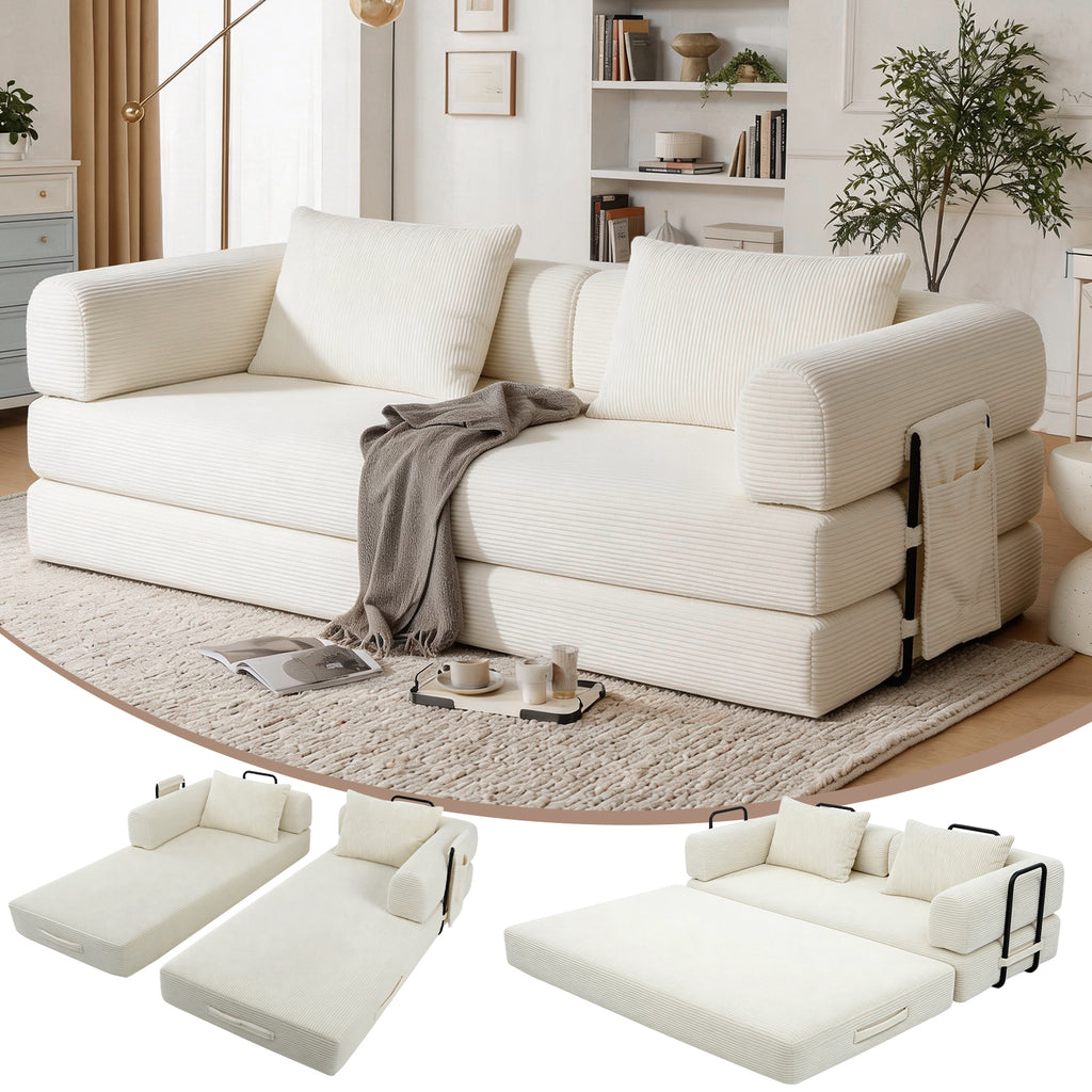 78 Inch Convertible Sleeper Sofa Bed, Futon Boneless Couch Lounge Loveseat with Pull Out Bed, No Assembly Required - Grand Goldman Shop