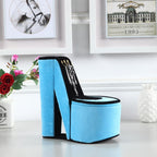 9' Tall Display Jewelry Box with Hooks, High Heel Shoe Design, Turquoise Velvet - Grand Goldman Shop