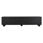 ON-TREND Cream Style TV Stand with Arched Doors & 2 Drawers for TVs up to 75', Minimalist Media Console with Rebound Device, Entertainment Center with 5 Iron Round Legs for Living Room, Bedroom, Black - Grand Goldman Shop
