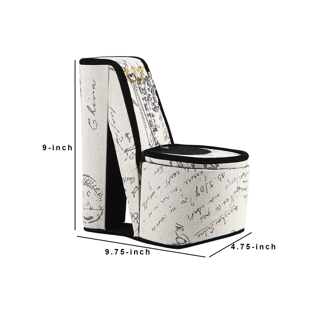 High Heel Script Shoe Jewelry Box with 3 Hooks, Beige and Black - Grand Goldman Shop