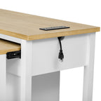 K&K 47 inch Kitchen Island with Extendable Dining Table, Rubber Wood Veneer Kitchen Table with Internal Storage Rack, Power Outlet, Kitchen island with Storage 2 Drawers 2 Cabinet,White - Grand Goldman Shop