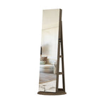 360°Swivel Jewelry Cabinet with Full Length Mirror, 360°Rotating Standing Jewelry Armoire Organizer , Lockable Storage Cabinet, Interior Lighted Mirror, Brown - Grand Goldman Shop