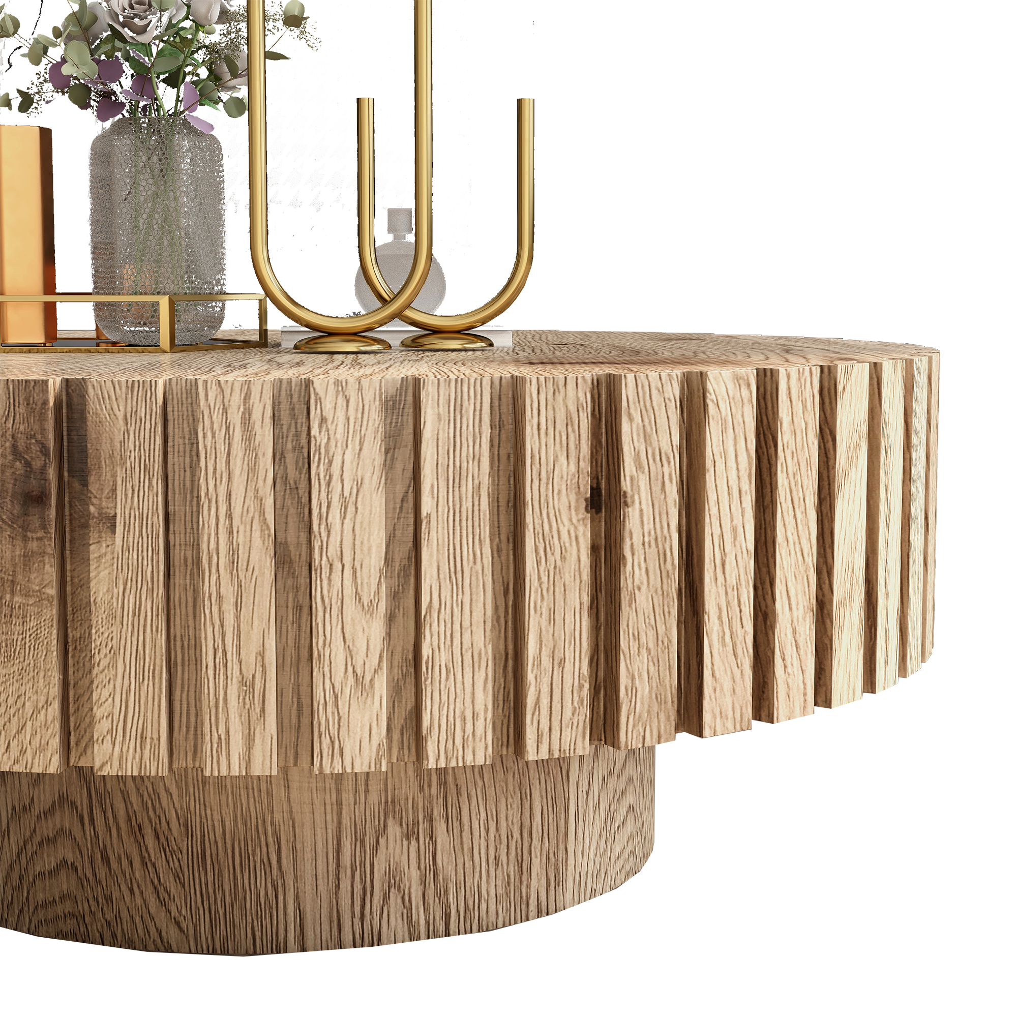 Modern minimalist circular coffee table 31.4'' with natural wood texture, stable and durable, enhancing spatial aesthetics suitable for living rooms, study rooms and offices. - Grand Goldman Shop