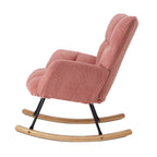 Glider Chair for Living Room Tufted Upholstered Teddy Fabric Rocking Chair with Metal Frame Accent Chair Pink - Grand Goldman Shop