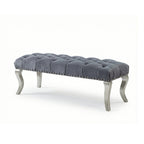 Decor Maxem Tufted Fabric Upholstered Bench Nailhead Trim , Gray - Grand Goldman Shop